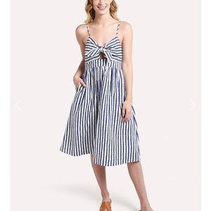 NWT Sundress, White w/Navy stripes, size L, made by Gilli